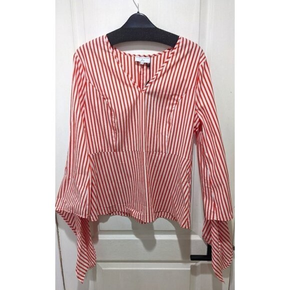 Universal Standard For J.Crew | Poplin Tie Sleeve Top - Picture 6 of 13